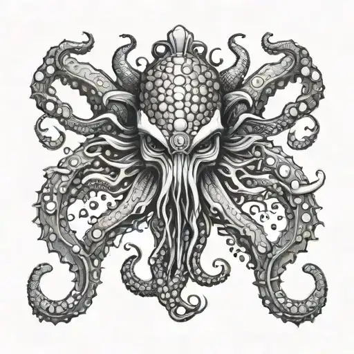 tentacles teeth claws and Cthulhu tattoo design idea