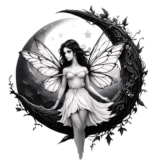 Fairy In Moon tattoo design idea