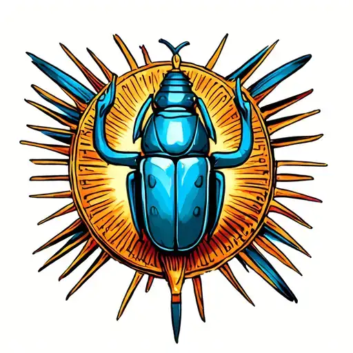 Egyptian scarab holding the sun tattoo design idea