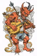 Devil Playing Fiddle tattoo design idea