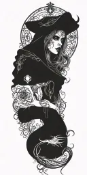 demonic witch alter tattoo design idea