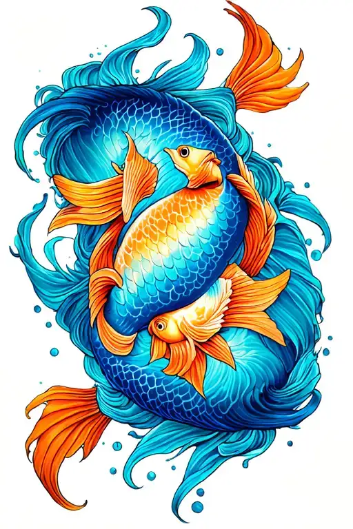 Aquarius And Pisces tattoo design idea