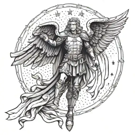 Incorporate St. Michael into a patriotic American flag design tattoo design idea