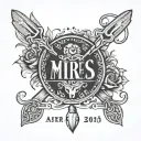 A stylized knife and fork forming an Aries symbol with mom rest in peace date 17/06/2023 tattoo design idea