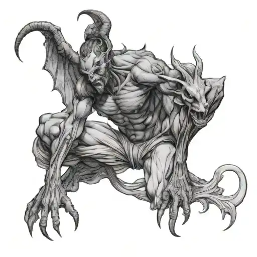 sexy male demon incubus full body tattoo design idea