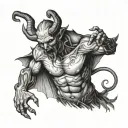 sexy male demon incubus full body tattoo design idea