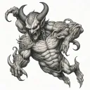 sexy male demon incubus full body tattoo design idea