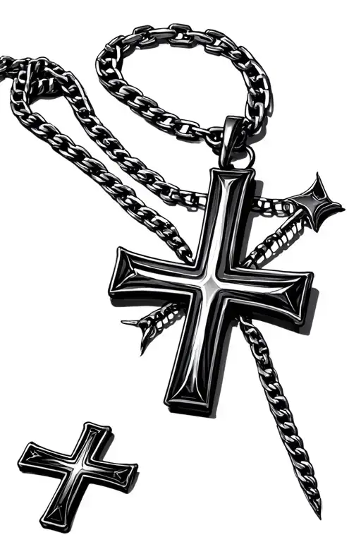 doms cross from fast and furious on his necklace no chain no background  tattoo design idea