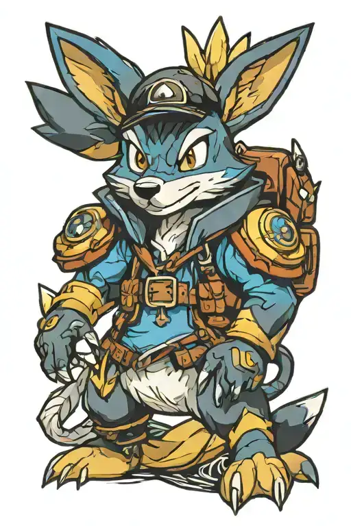 lucario Pokémon wearing husky dog costume tattoo design idea