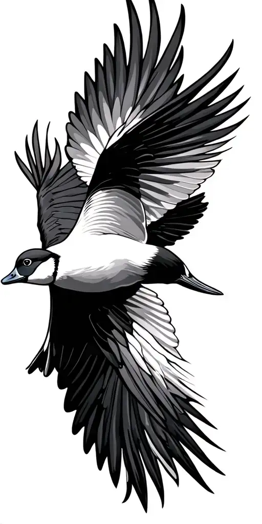 long tailed duck flying tattoo design idea