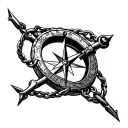 viking compass with celtic knot chain into an anchor  tattoo design idea