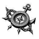 viking compass with celtic knot chain into an anchor  tattoo design idea