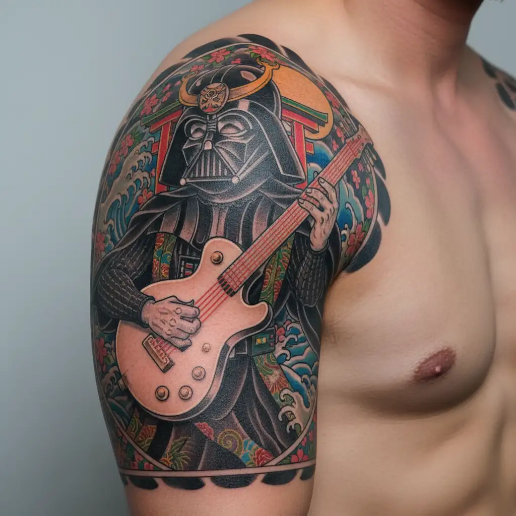 Metallica, pink Floyd, darth Vader, light saber tattoo design idea