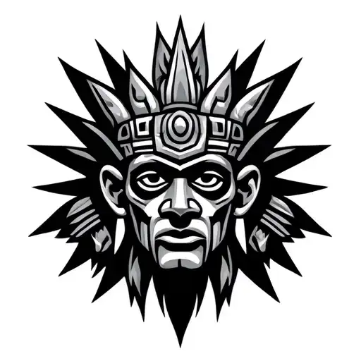 tlaloc head looking tattoo design idea
