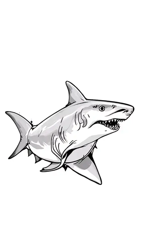 Central Elements:A fierce, detailed shark swimming dynamically, symbolizing strength and resilience.A sturdy ship sail tattoo design idea