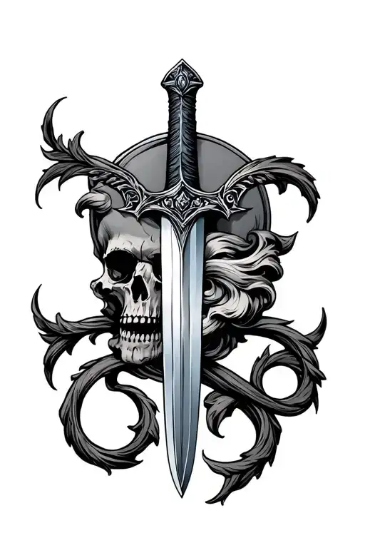 sword with sexual assault symbol in hilt tattoo design idea