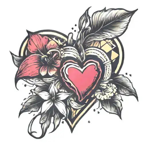 bandaged broken heart with band aid orchid stars  on hand  tattoo design idea