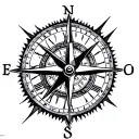 Ghost, compass rose, clock, Mad Max, Valhalla symbol tattoo design idea