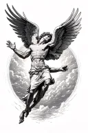 icarus falling from sky while reaching for the sun tattoo design idea