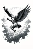 icarus falling from sky while reaching for the sun tattoo design idea