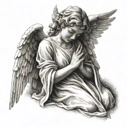 praying angel tattoo design idea