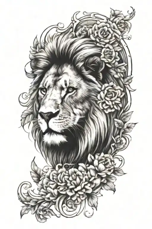 Lion leo zodiac sign tattoo design idea