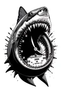 4000psi pressure gauge being bitten by a shark tattoo design idea