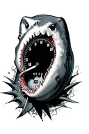 4000psi pressure gauge being bitten by a shark tattoo design idea