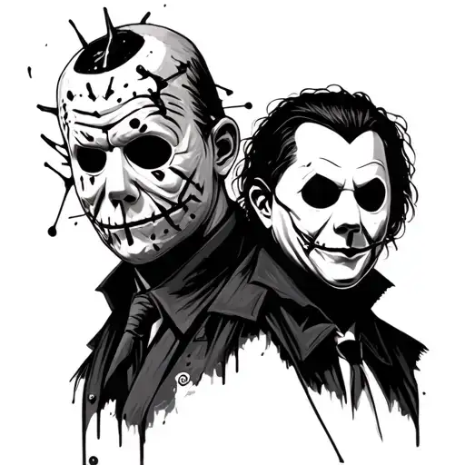 Micheal Myers, Freddy Krueger, ghostface mask, pinhead tattoo design idea
