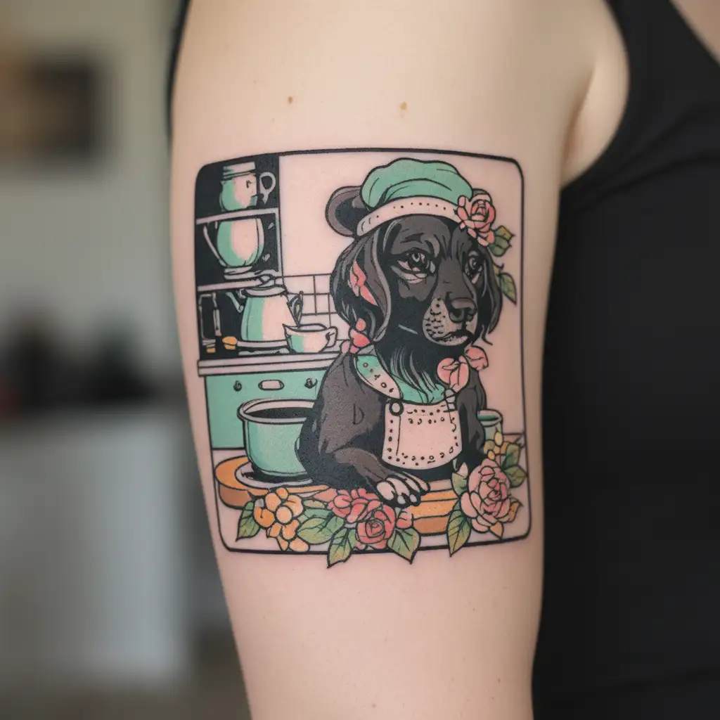 cute pastel kitchen tattoo design idea