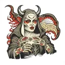 devil nun horny tattoo design idea