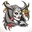 devil nun horny tattoo design idea
