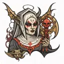 devil nun horny tattoo design idea