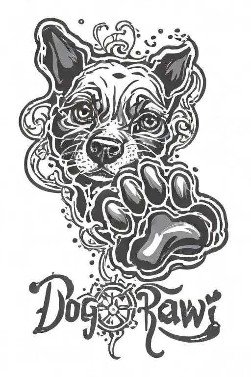 dog paw print boogie  once by my side forever in  my heart tattoo design idea