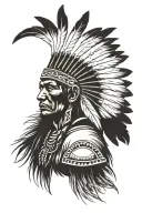 native american warrior with headress facing east tattoo design idea