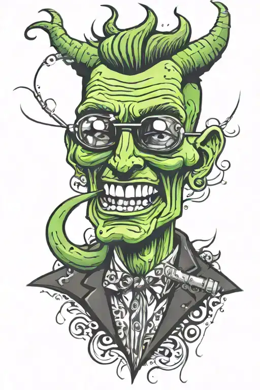 psychobilly pickle painting a self portrait tattoo design idea