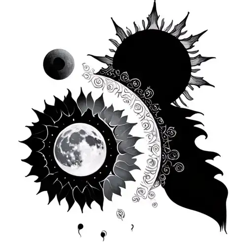 moon and sun aligned vertically Each chakra tattoo design idea