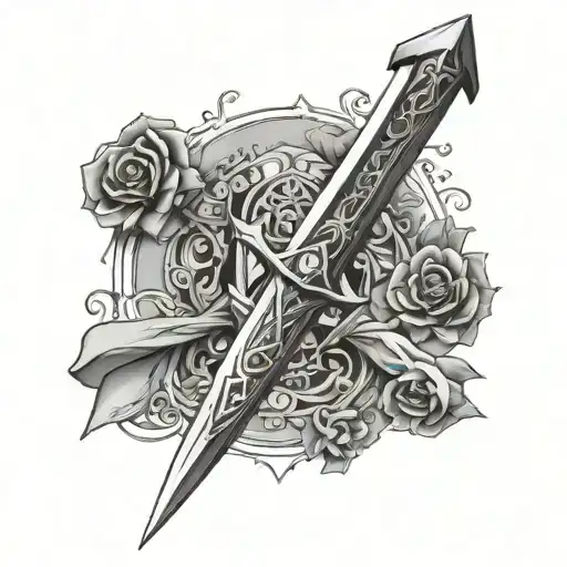 Master Sword from the Legend of Zelda with the Script "I Do Not Exist To Die" Wrapped around the blade tattoo design idea