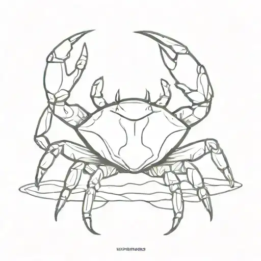 Create a crab cancer tattoo but make it trippy and black and white clean line work not busy tattoo design idea