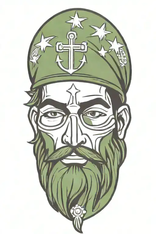 A stylized image of a Green Beret with religious symbols intertwined, representing the client's faith and dedication to their military career tattoo design idea