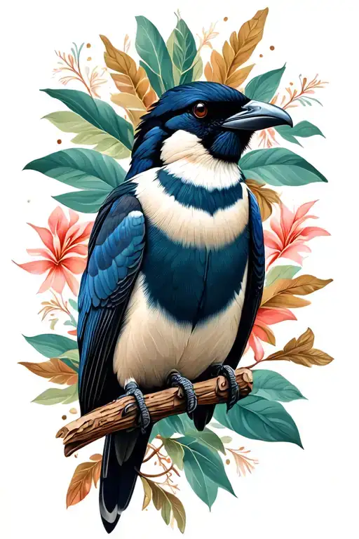 Australian magpie tattoo design idea