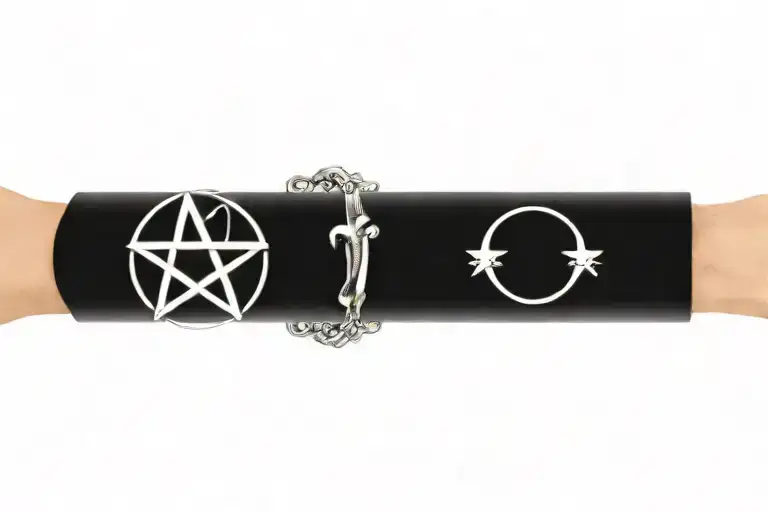 cuff pentagram witch evil tattoo design idea