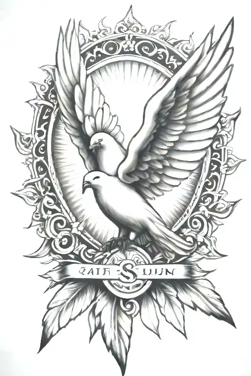 Father, Sun, Holy Spirit dove tattoo design idea