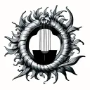 Sun Lyre with Hyacinth flower tattoo design idea