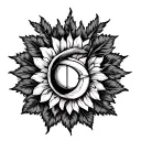 Sun Lyre with Hyacinth flower tattoo design idea