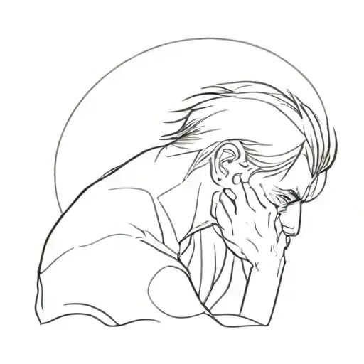 sadness depression alone men tattoo design idea
