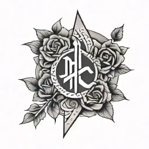 viking rune rose tattoo design idea