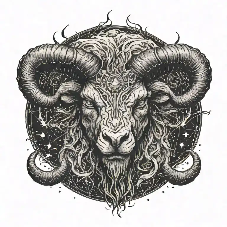 demon aries constellation tattoo design idea