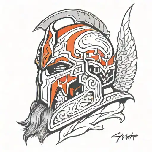 God of War helmet tattoo design idea