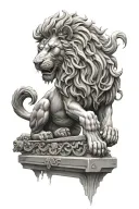 guardian lion statue tattoo design idea
